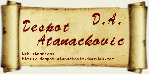 Despot Atanacković vizit kartica